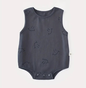 Grey Smiley Face Romper